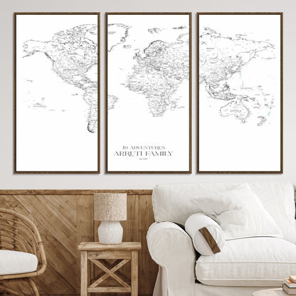 23223-MGV-CV-36X24-Push Pin World Map Canvas Print – Framed Wall Art for Couples to Track Their Travels – Anniversary Gift or Home Adventure Decor