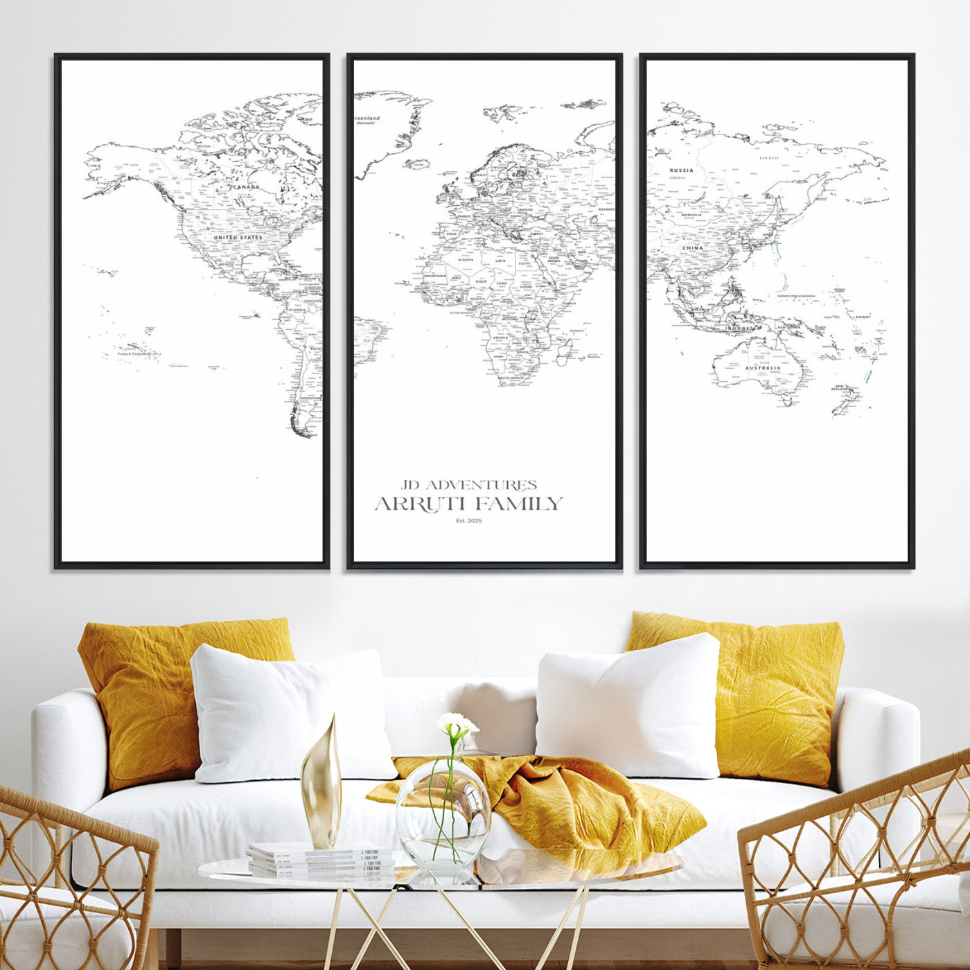 23223-MGV-CV-36X24-Push Pin World Map Canvas Print – Framed Wall Art for Couples to Track Their Travels – Anniversary Gift or Home Adventure Decor