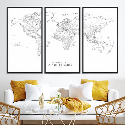 23223-MGV-CV-36X24-Push Pin World Map Canvas Print – Framed Wall Art for Couples to Track Their Travels – Anniversary Gift or Home Adventure Decor