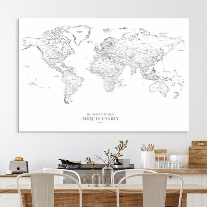 23223-MGV-CV-36X24-Push Pin World Map Canvas Print – Framed Wall Art for Couples to Track Their Travels – Anniversary Gift or Home Adventure Decor