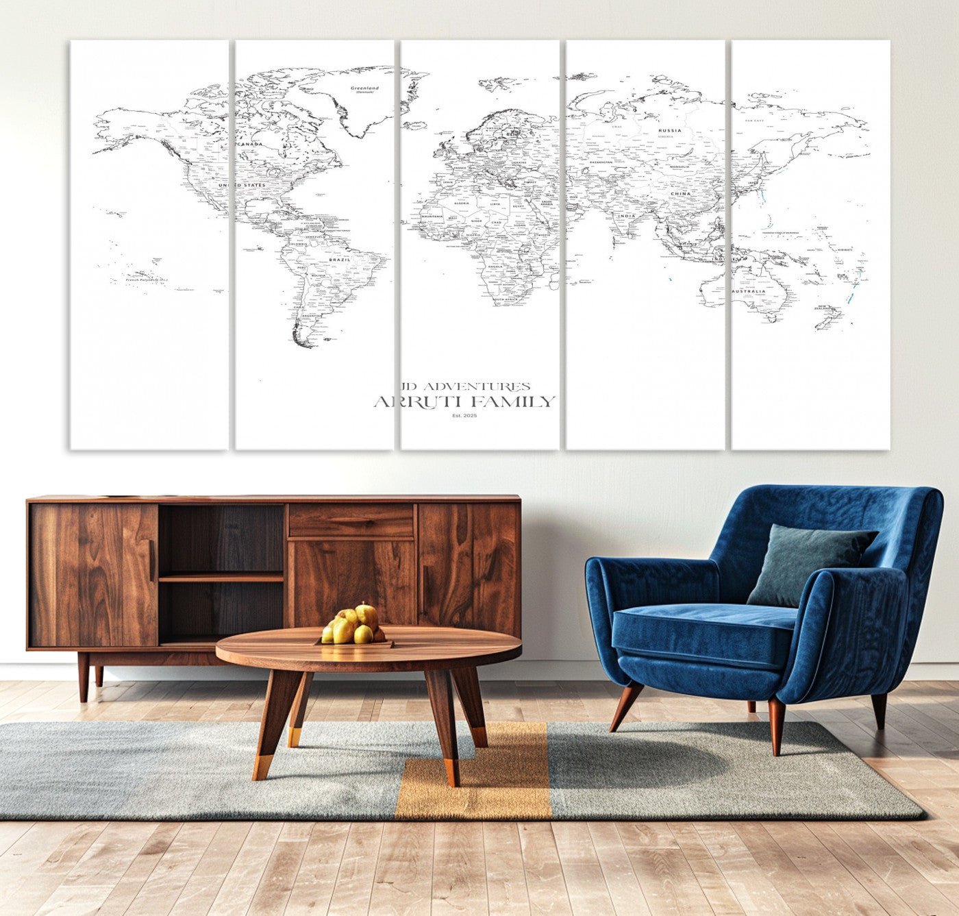 23223-MGV-CV-36X24-Push Pin World Map Canvas Print – Framed Wall Art for Couples to Track Their Travels – Anniversary Gift or Home Adventure Decor