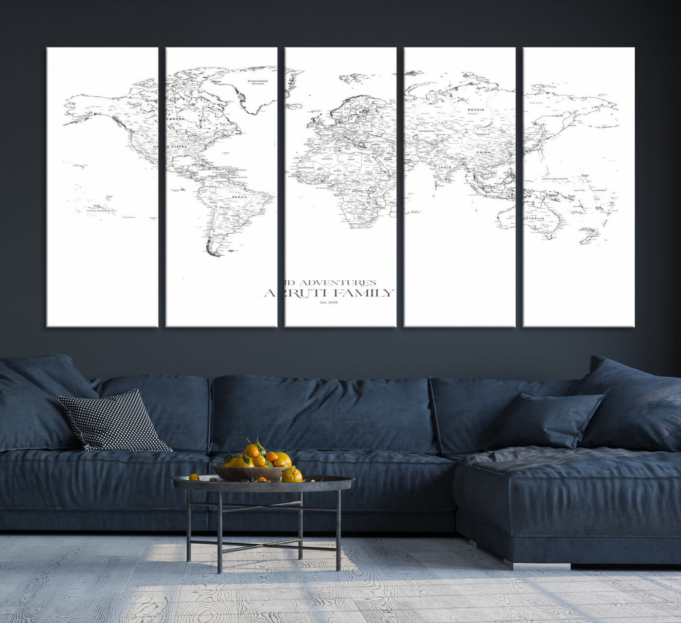 23223-MGV-CV-36X24-Push Pin World Map Canvas Print – Framed Wall Art for Couples to Track Their Travels – Anniversary Gift or Home Adventure Decor
