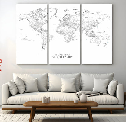 23223-MGV-CV-36X24-Push Pin World Map Canvas Print – Framed Wall Art for Couples to Track Their Travels – Anniversary Gift or Home Adventure Decor