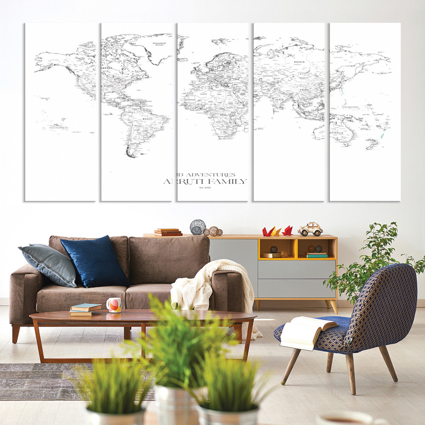 23223-MGV-CV-36X24-Push Pin World Map Canvas Print – Framed Wall Art for Couples to Track Their Travels – Anniversary Gift or Home Adventure Decor