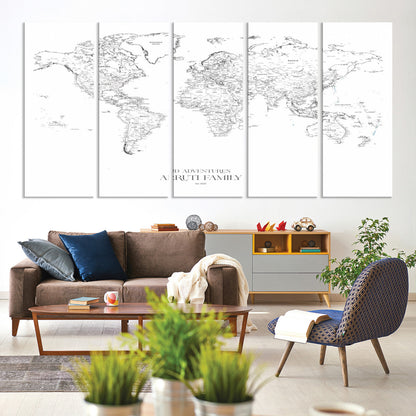 23223-MGV-CV-36X24-Push Pin World Map Canvas Print – Framed Wall Art for Couples to Track Their Travels – Anniversary Gift or Home Adventure Decor