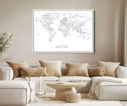 23223-MGV-CV-36X24-Push Pin World Map Canvas Print – Framed Wall Art for Couples to Track Their Travels – Anniversary Gift or Home Adventure Decor