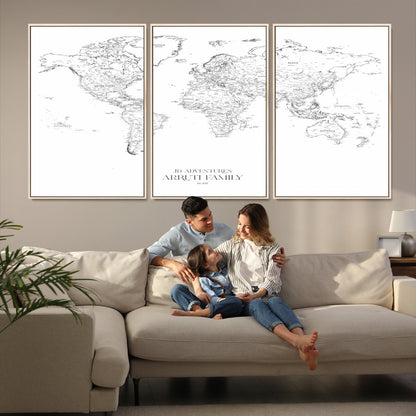 23223-MGV-CV-36X24-Push Pin World Map Canvas Print – Framed Wall Art for Couples to Track Their Travels – Anniversary Gift or Home Adventure Decor