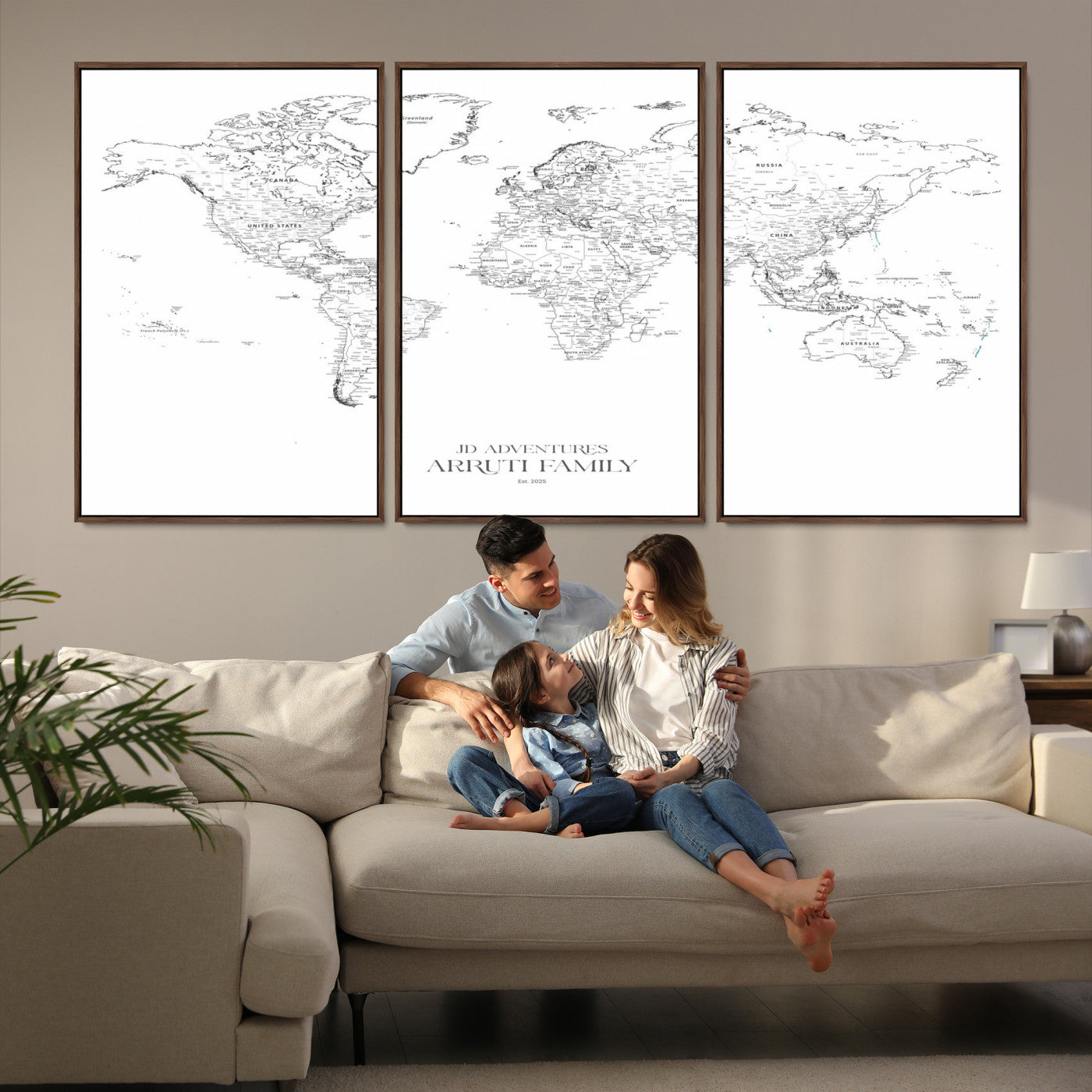 23223-MGV-CV-36X24-Push Pin World Map Canvas Print – Framed Wall Art for Couples to Track Their Travels – Anniversary Gift or Home Adventure Decor