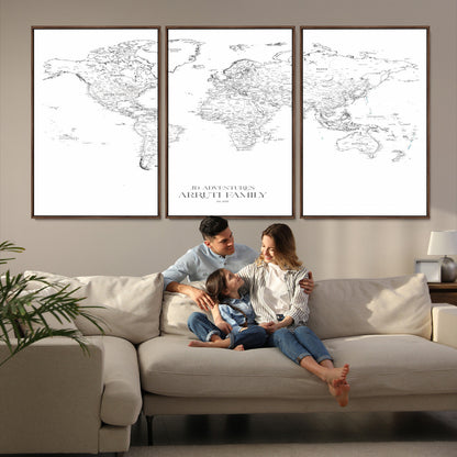 23223-MGV-CV-36X24-Push Pin World Map Canvas Print – Framed Wall Art for Couples to Track Their Travels – Anniversary Gift or Home Adventure Decor