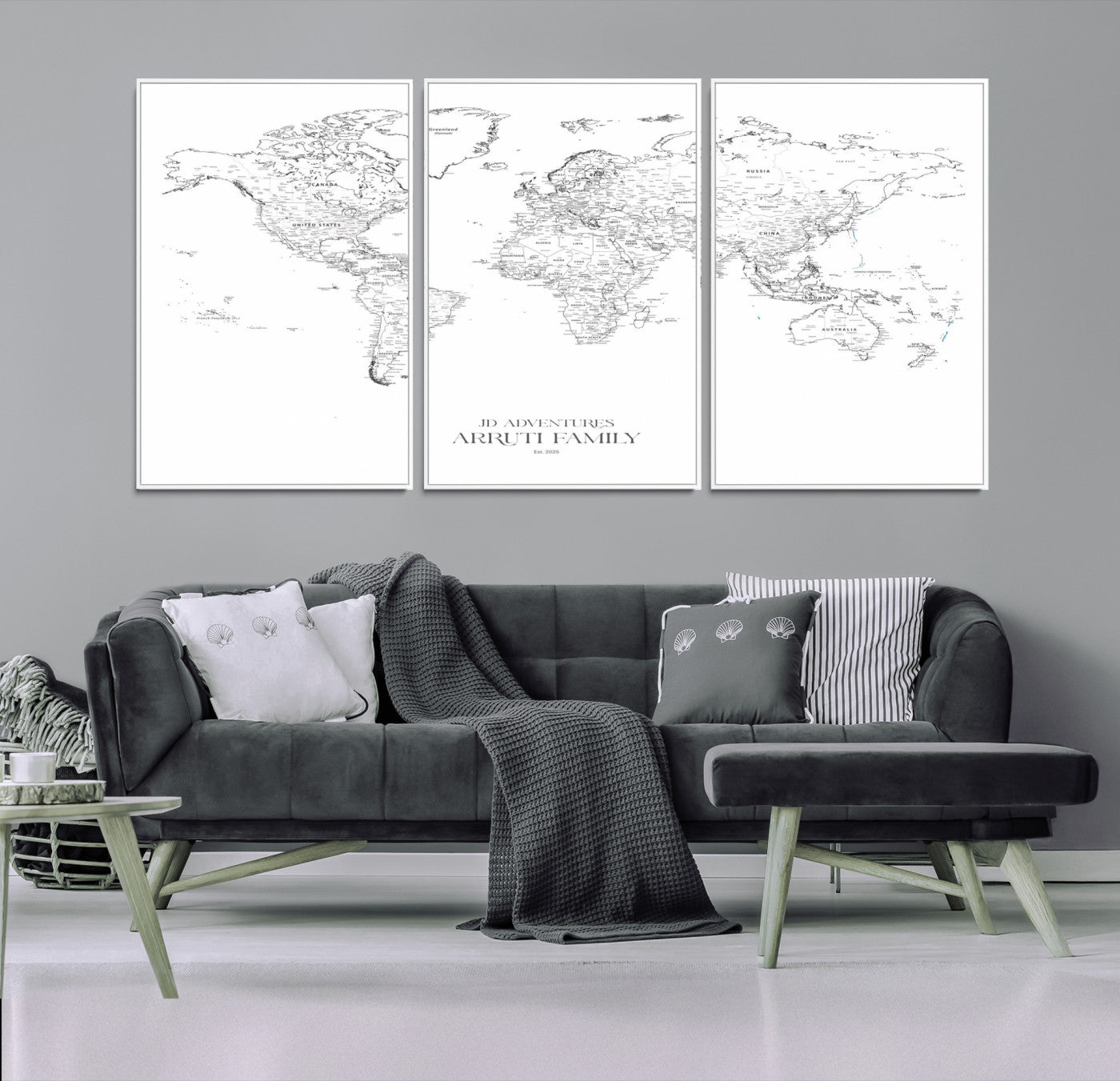 23223-MGV-CV-36X24-Push Pin World Map Canvas Print – Framed Wall Art for Couples to Track Their Travels – Anniversary Gift or Home Adventure Decor