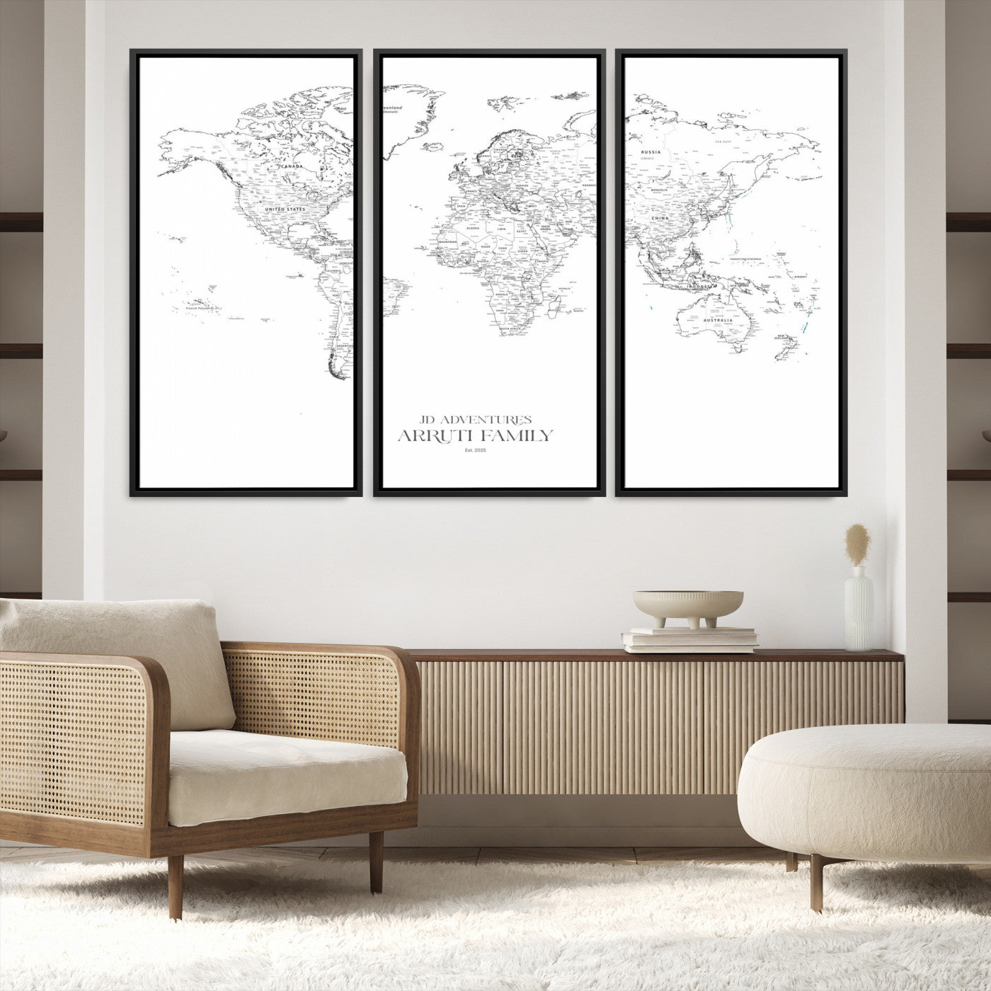 23223-MGV-CV-36X24-Push Pin World Map Canvas Print – Framed Wall Art for Couples to Track Their Travels – Anniversary Gift or Home Adventure Decor