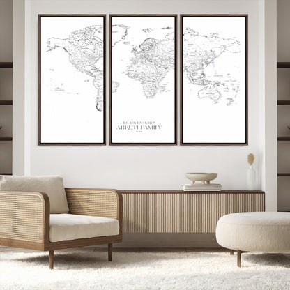 23223-MGV-CV-36X24-Push Pin World Map Canvas Print – Framed Wall Art for Couples to Track Their Travels – Anniversary Gift or Home Adventure Decor