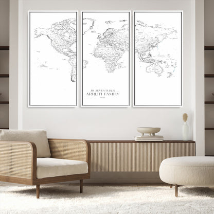 23223-MGV-CV-36X24-Push Pin World Map Canvas Print – Framed Wall Art for Couples to Track Their Travels – Anniversary Gift or Home Adventure Decor