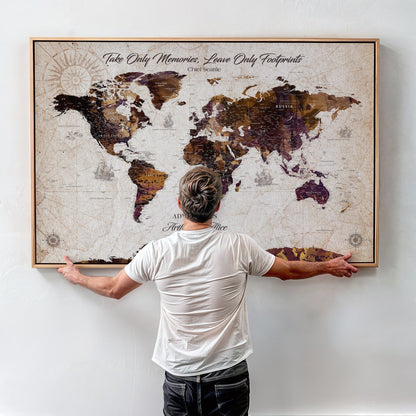 64869039-MGV-CV-36X24-Custom Push Pin World Map Wall Canvas Print – Personalized Travel Tracker with Pins – Framed Large Multi-Size Canvas for Home Office Decor