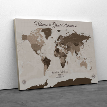 49871705-MGV-CV-36X24-Push Pin Customize World Map Wall Canvas Print – Personalized Travel Tracker with Pins – Custom Wall Art Canvas for Home Office Decor - H32