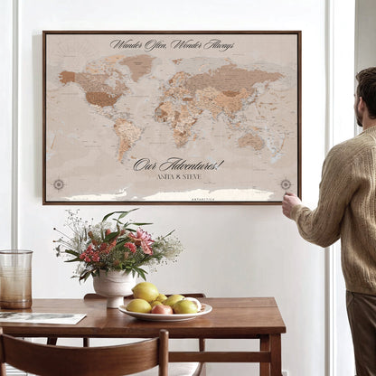 95243244-MGV-CV-36X24-Custom Push Pin World Map Wall Canvas Print – Personalized Map for Travel Lovers - Large Personalized Gift for Home Office Decor - H33