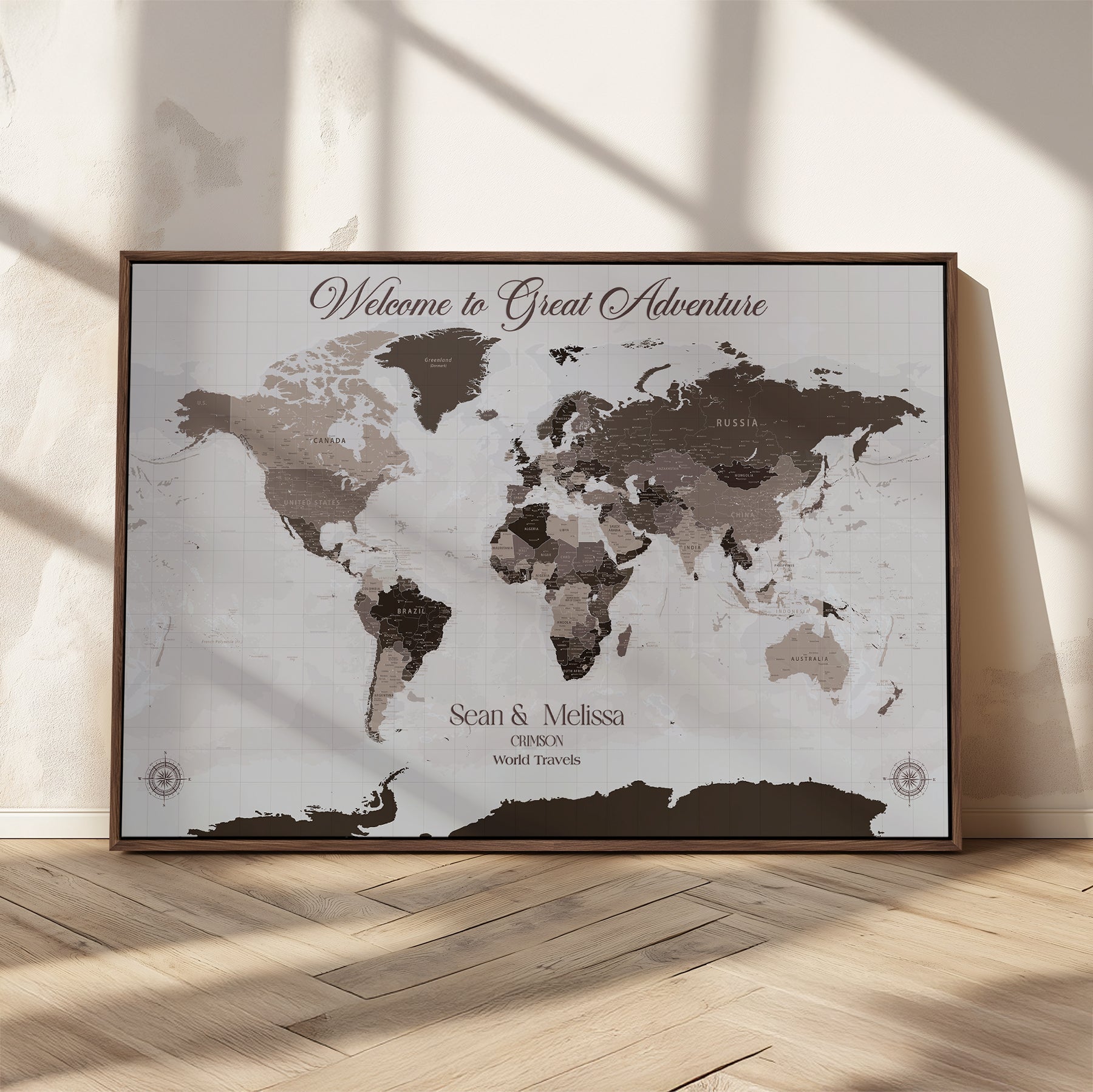 43749658-MGV-CV-36X24-Framed Canvas Push Pin World Maps: Stylish Wall Art to Track Travels, Adventures, and Create a Personalized Journey Display - H34