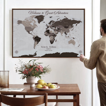 43749658-MGV-CV-36X24-Framed Canvas Push Pin World Maps: Stylish Wall Art to Track Travels, Adventures, and Create a Personalized Journey Display - H34