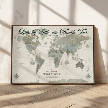 72081300-MGV-CV-36X24-Custom Push Pin World Map Wall Canvas Print – Personalized Travel Tracker with Pins – Framed Large Multi-Size Canvas for Home Office Decor